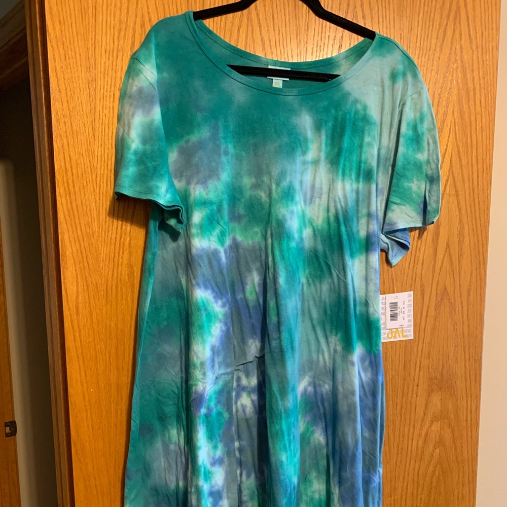 3XL Blue/Green Tie-Dyed Swing Dress - NWT